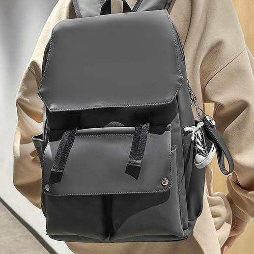 Korean-style ins fashion versatile large-capacity couple backpack for junior high school, senior high school and college students, solid-color multi-pocket travel backpack Specification drawing