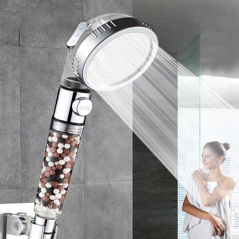 Three-speed negative ion shower head, pressure-increasing water-saving, multi-functional handheld filtering spa shower head full figure
