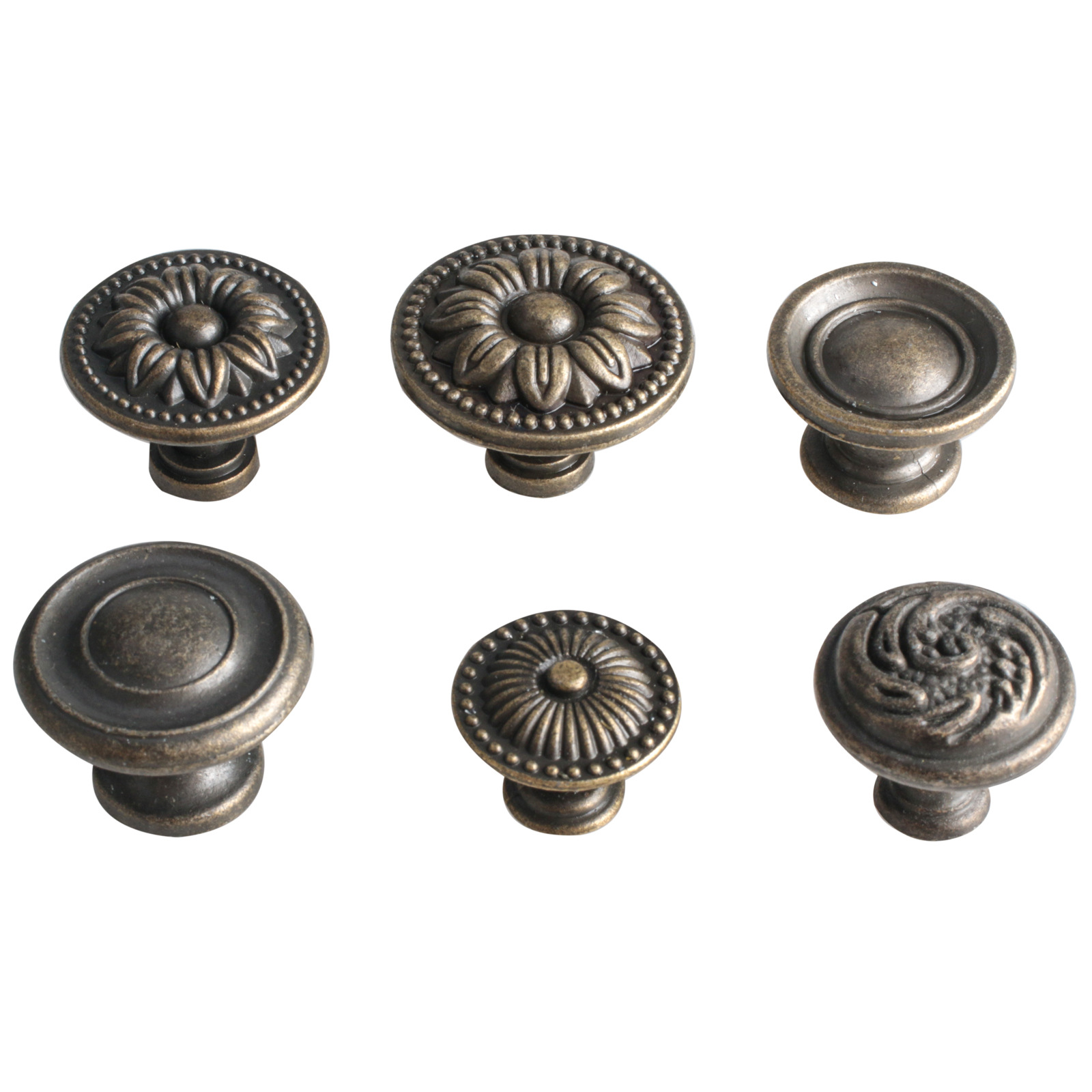 Modern and simple antique copper single-hole drawer with round handle, European-style antique cabinet door with single handle handle full figure