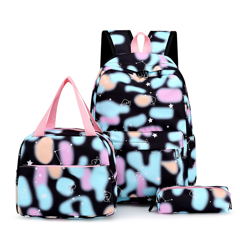 Cross-border best-selling graffiti three-piece set schoolbags, student backpacks, campus schoolbags, meal bags, large-capacity girls' backpacks Specification drawing