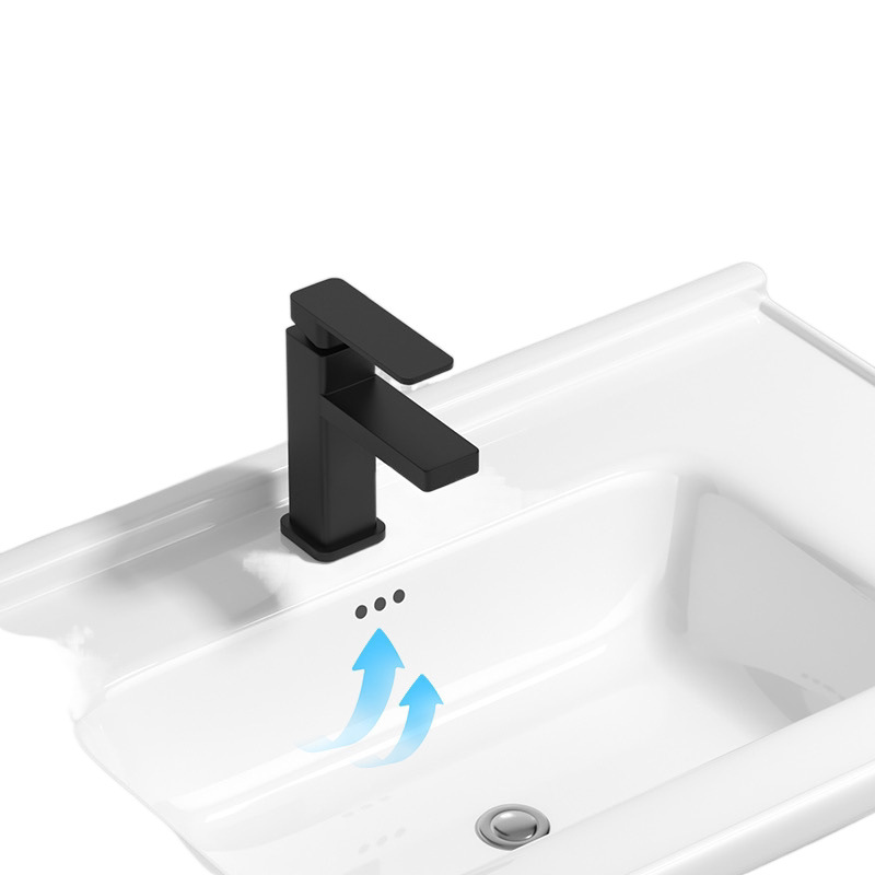 Washbasin, square washbasin, single basin, semi-recessed, integrated ceramic basin, high temperature Item Picture