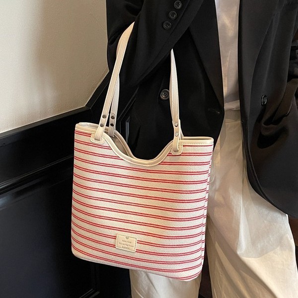 Korean-style color-blocking checkered underarm bag, large-capacity single-shoulder tote bag, high-end handbag, fresh and small large bag Specification drawing