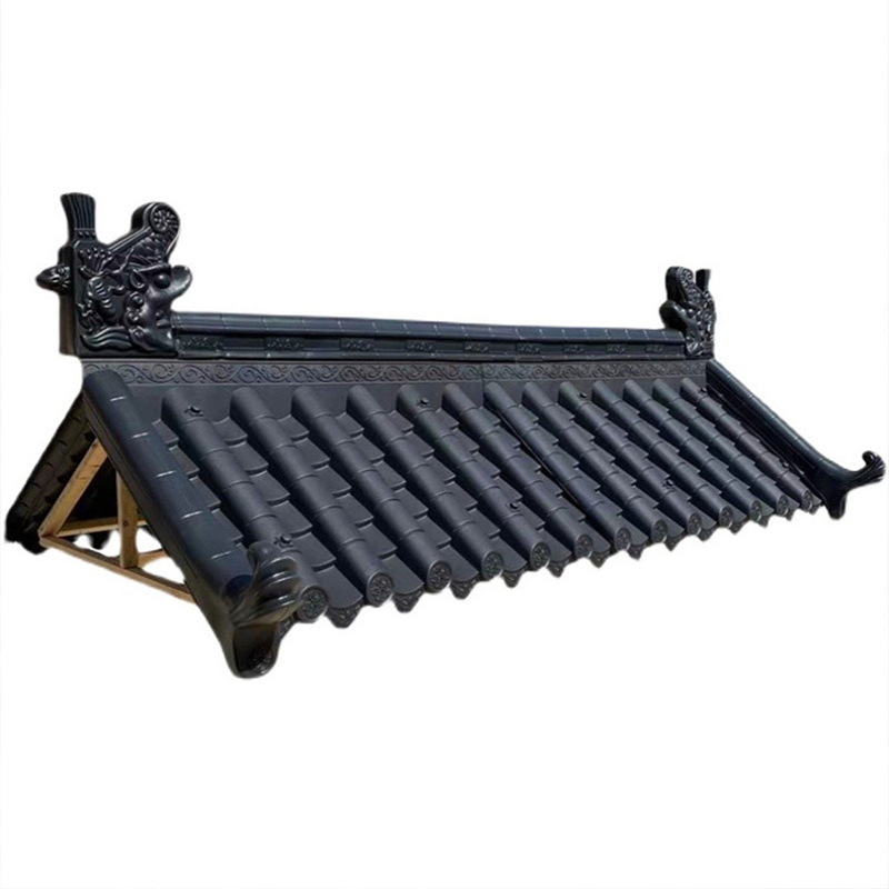 Antique resin tiles, integrated eaves, decorative plastic tile roofs, ancient building fences, Chinese-style storefront tiles, small blue glazed tiles Item Picture