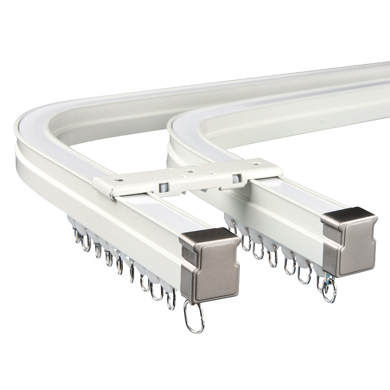 Flexible track curtain track, curved track curtain, straight track, side-mounted aluminum alloy silent bay window, top-mounted LU-shaped track Item Picture