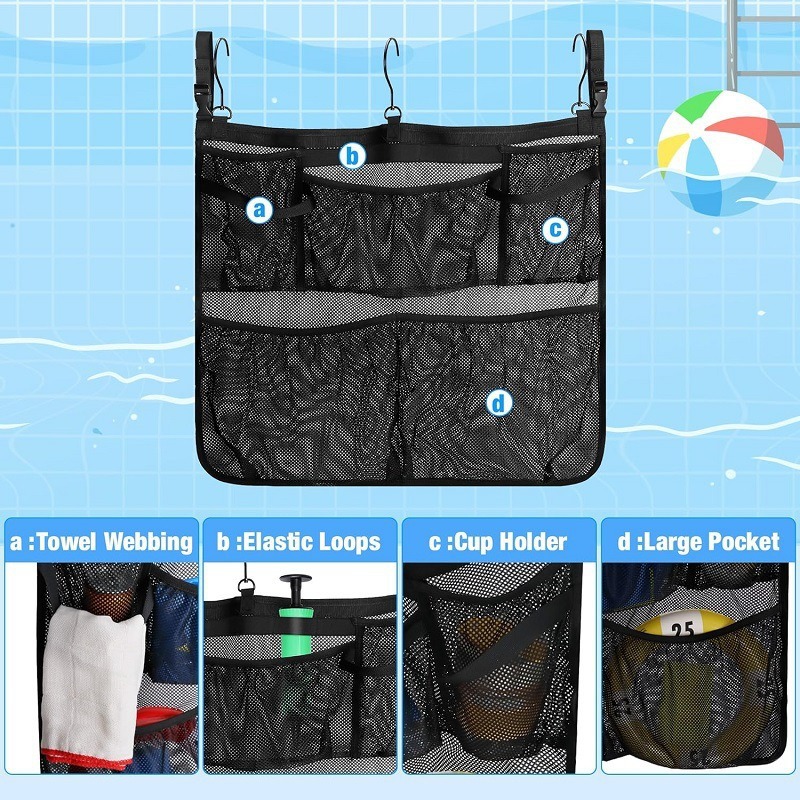 Cross-border outdoor multi-functional swimming pool storage hanging bag, toy storage bag, hanging net bag, indoor bathing storage hanging bag details Picture