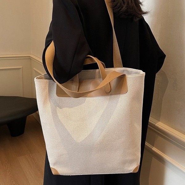 High-quality and fashionable single-shoulder large bag for women's autumn and winter 2024 new thickened canvas bag for commuting, a popular tote bag full figure