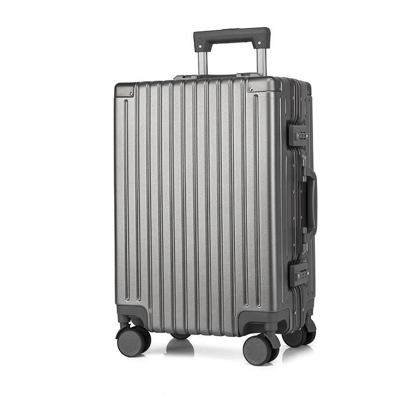 Wholesale of 20-inch suitcases with simple aluminum frame hard shell suitcases, trolley cases, silent swivel wheels, anti-theft combination cases details Picture