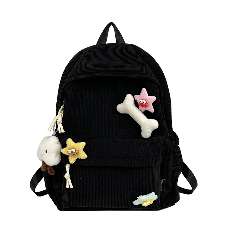 Fashionable autumn and winter new corduroy cute bone backpack 2024, versatile and casual student backpack, school style bag Application Scenario