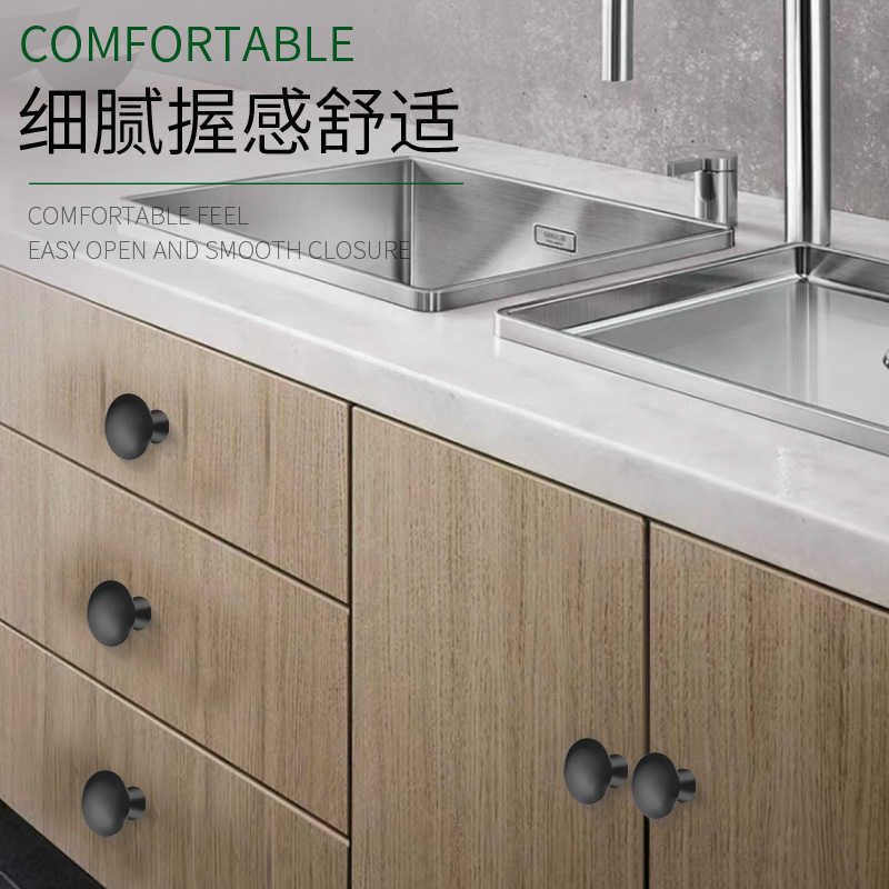 European-style mushroom-shaped porcelain white black single-hole handle wardrobe cabinet round stainless steel modern and simple drawer handle Specification drawing