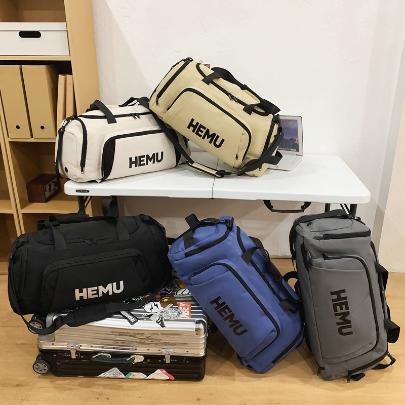 Trendy Korean-style letter travel bag, couple style fashionable sports and fitness bag, dry and wet separation outdoor camping storage bag Application Scenario