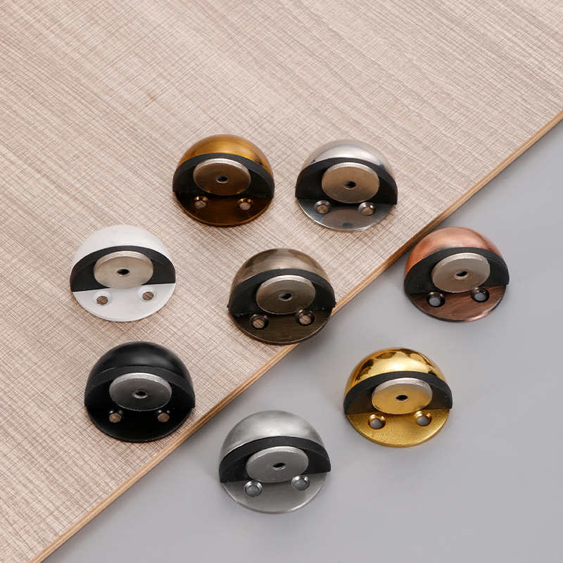 The 304 stainless steel turtle-top limiter without drilling, with magnetic door suction, anti-collision semi-circular door top and anti-collision ground suction Specification drawing
