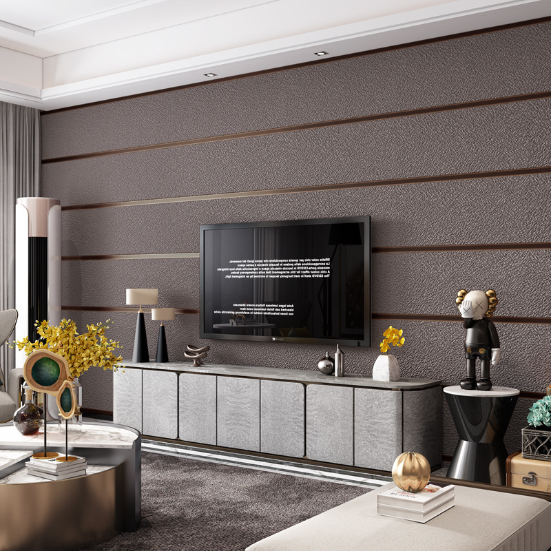 New three-dimensional light luxury deerskin velvet wallpaper for living room and bedroom decoration, TV background wall, sofa and bedside wallpaper Application Scenario