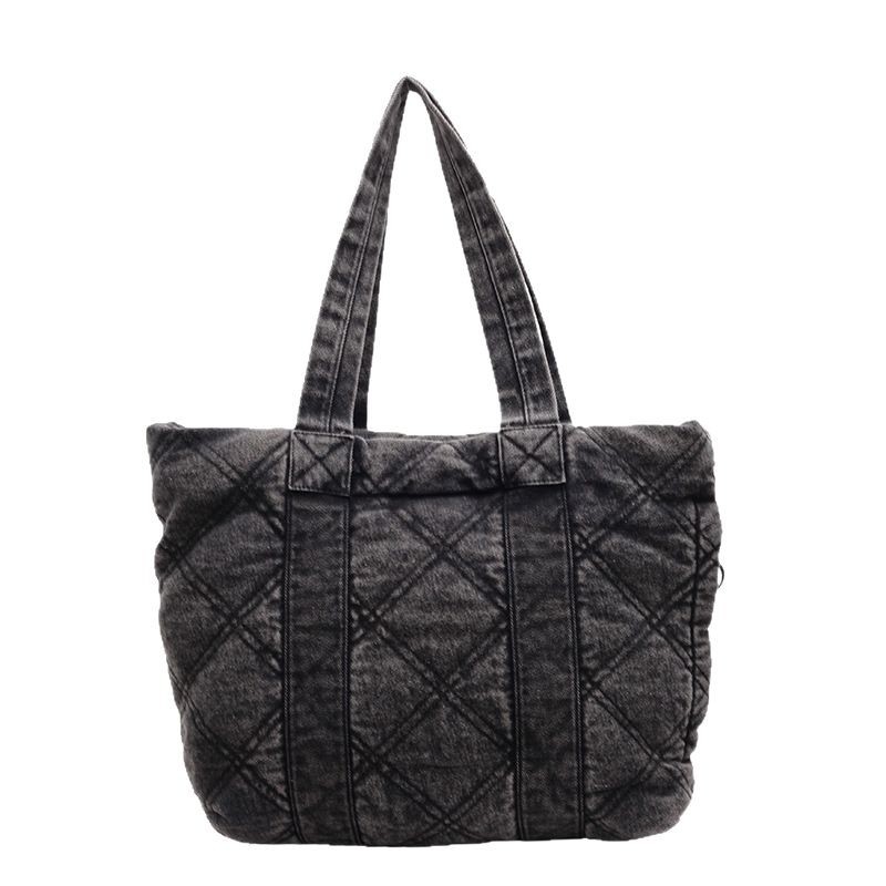 The new denim tote bag for autumn and winter is in an ins style, fashionable and versatile. It features a diamond-patterned design and is a hand-held underarm bag for women Item Picture