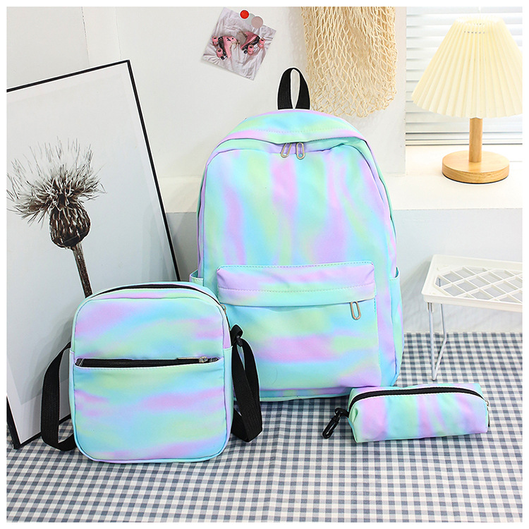 2025 New retro tie-dyed schoolbag for primary and secondary school students, casual cross-border outdoor backpack, three-piece set for girls Application Scenario