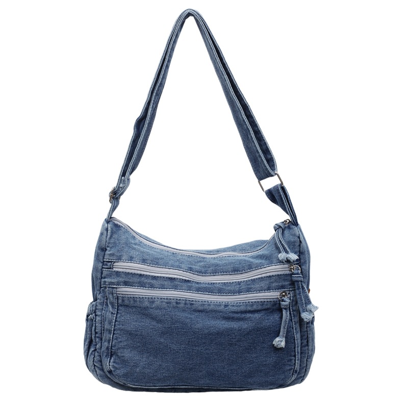 Denim bag, women's tote bag, large capacity, spring and summer sparkle, can be carried diagonally, new single-shoulder commuting bag for classes Item Picture