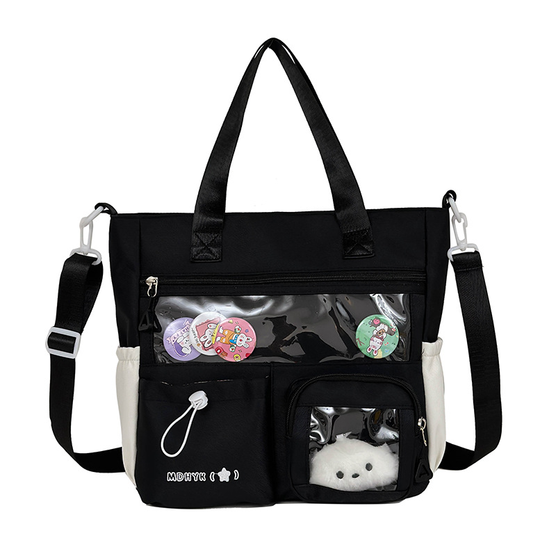 Cute student storage bag, new large-capacity, new fashionable pain bag, versatile, daily school-style tutorial bag, hand-carry Item Picture