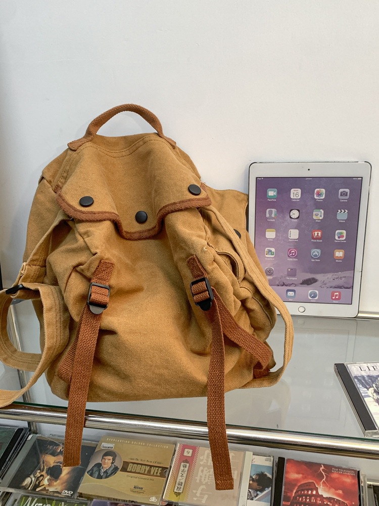 ins retro workwear feng shui wash canvas bag, large capacity crossbody bag canvas bag, Japanese-style student casual single-shoulder bag Item Picture