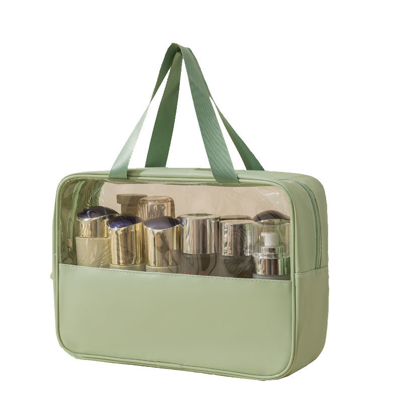 High appearance level, portable pu transparent makeup bag, toiletries and cosmetics storage bag, large-capacity pu makeup bag Item Picture