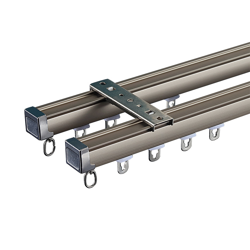 Cross-border 2.0MM thickened curtain slide rail, aluminum alloy curtain track, heavy-duty straight track, silent slide rail, single and double track Item Picture