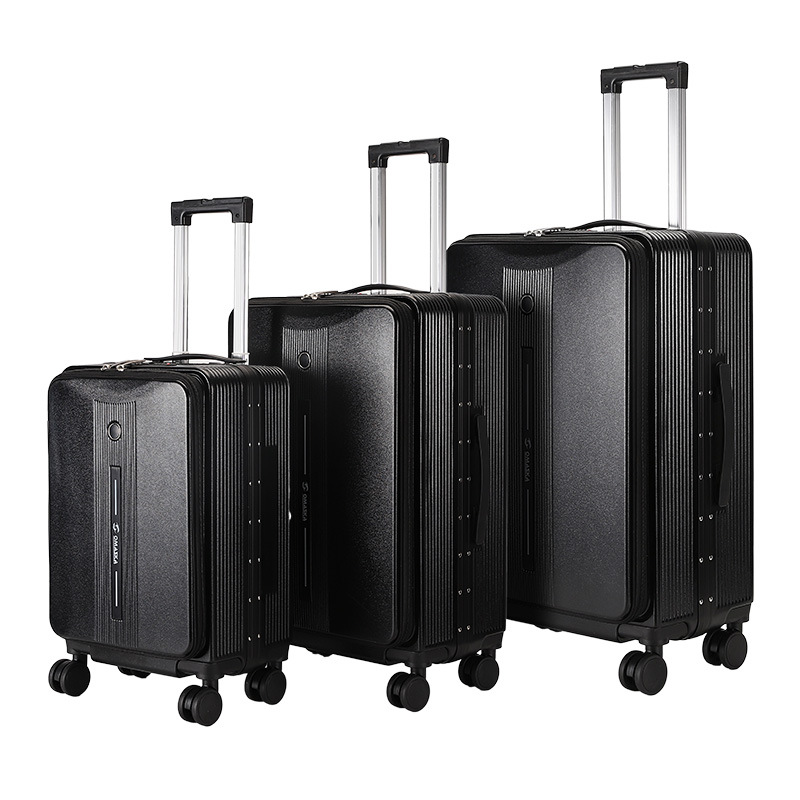 Cross-border customized full PC trolley case hard shell travel case 20, 24, 28 inch three-piece set aluminum frame suitcase universal wheels full figure