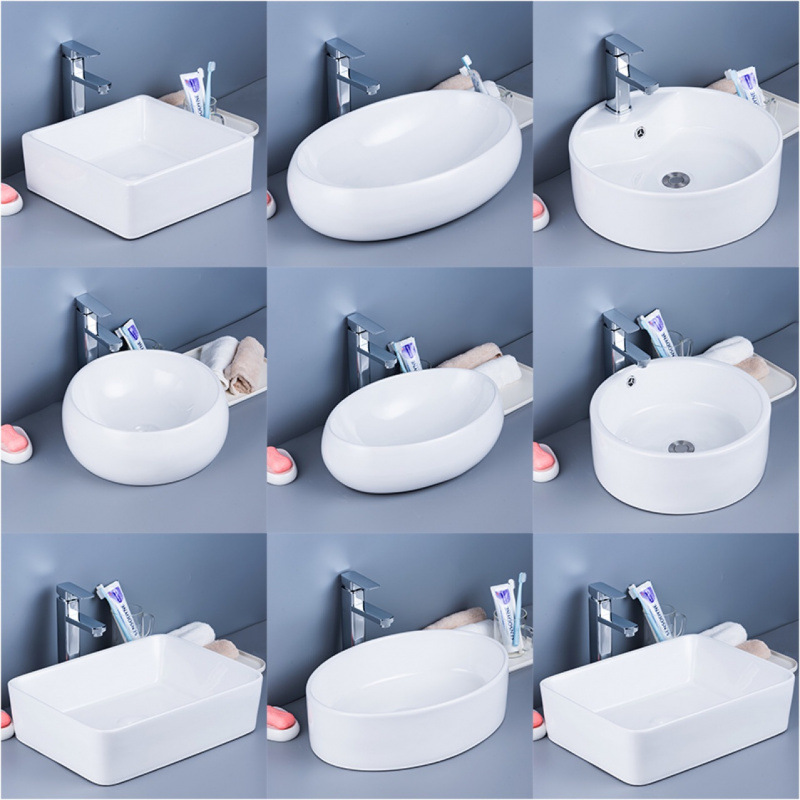 Countertop basin, washbasin, ceramic countertop basin, washbasin, single basin, balcony washbasin, household countertop basin, washbasin details Picture