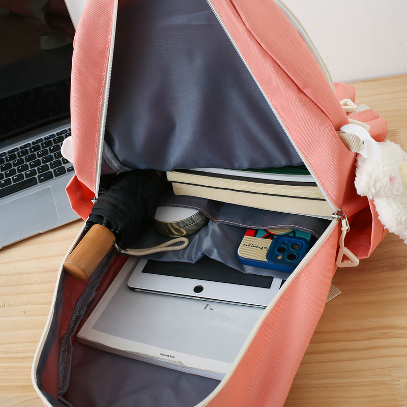 New schoolbag for female primary school students from grades three to six, five-piece set, large-capacity junior high school, dirt-resistant and casual backpack Application Scenario