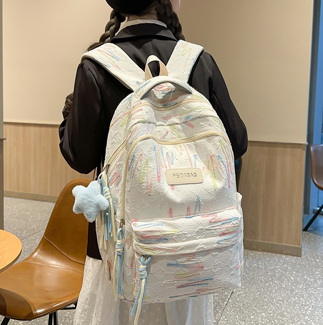 This is a large-capacity, lightweight backpack for junior high school girls and primary school students in grades three to six. It has a high level of appearance and is cute in an ins style full figure