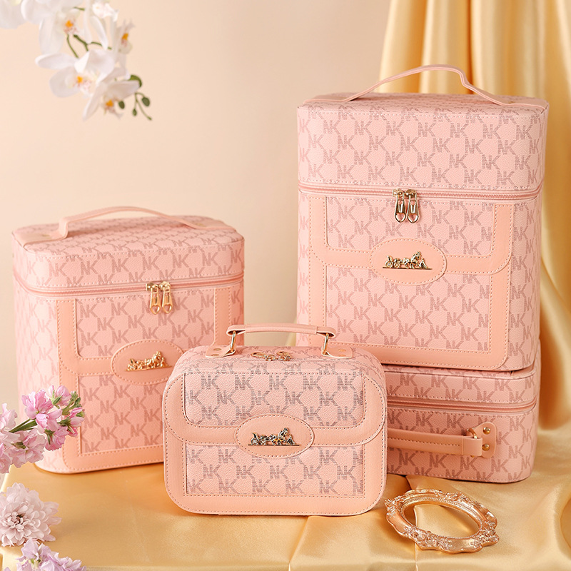 Wholesale of new high-quality and elegant makeup boxes, large-capacity souvenir makeup bags, and multi-functional waterproof portable beauty cases full figure
