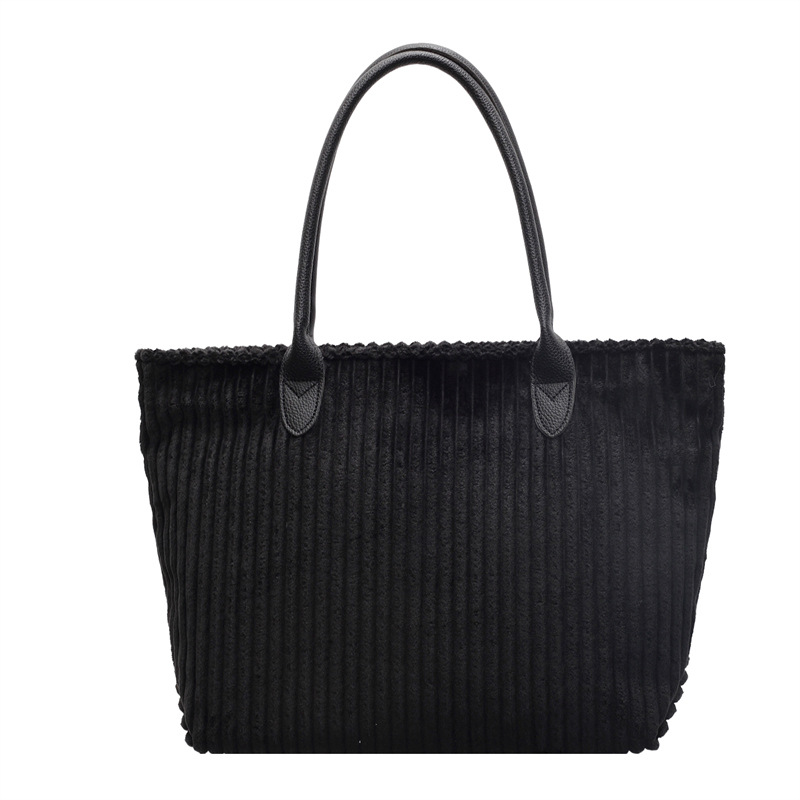 Casual large-capacity corduroy bag for women, 2024 new autumn and winter versatile shoulder bag, ins fashionable commuter tote bag Item Picture