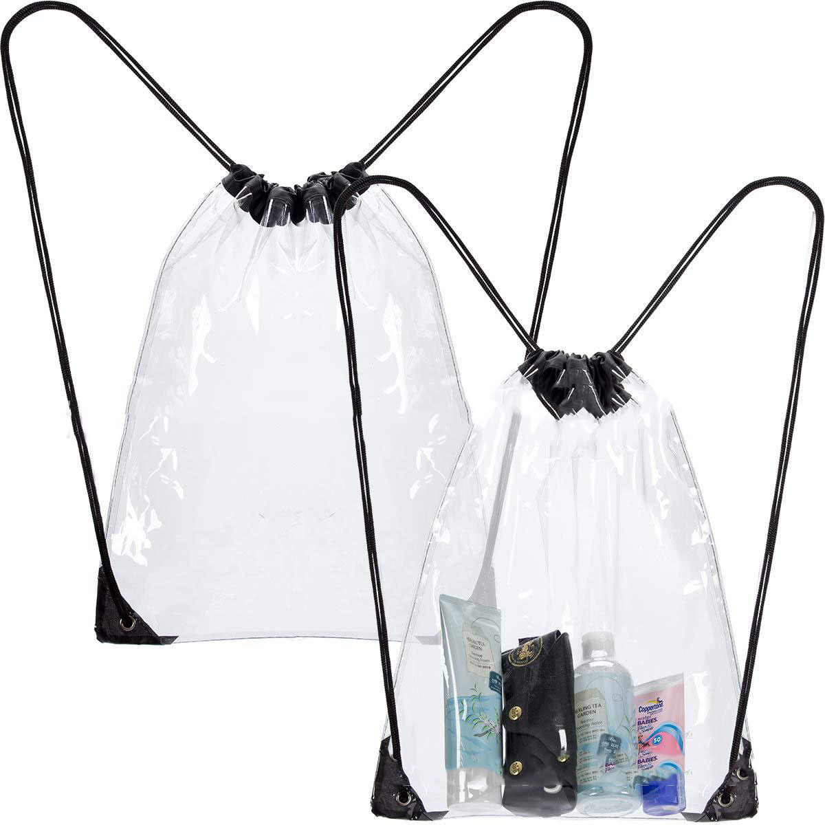 Amazon waterproof transparent PVC drawstring backpack Outdoor sports portable Music Festival Sports event storage backpack full figure