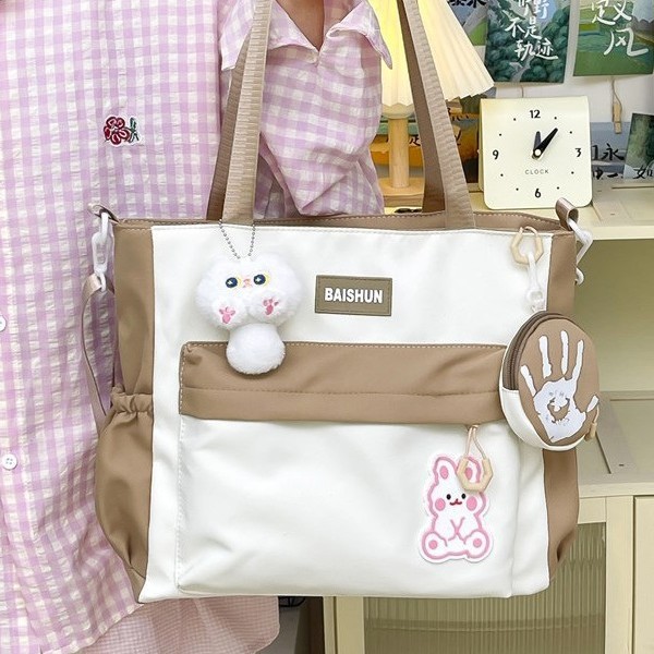 Cute little cat crossbody bag for girls, new fresh and clean bag for junior and senior high school classes and commuting, large-capacity single-shoulder bag details Picture