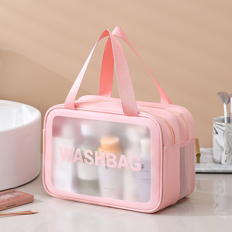 Factory direct sales of pu toiletry bags, large capacity, dry and wet separation, high appearance level, double-layer cosmetic bags, toiletry bags, minimum order quantity one Specification drawing
