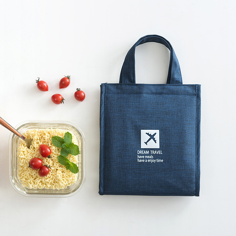 Lunch hand-held bento bag, simple, fashionable and versatile, ice pack, waterproof Oxford cloth white-collar insulated bag manufacturer wholesale details Picture