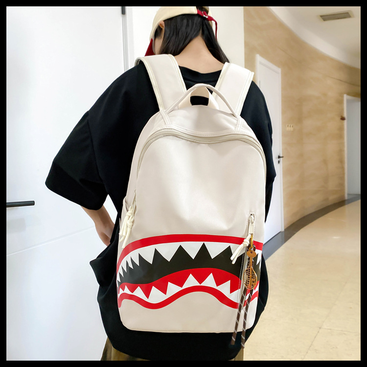 Cross-border men's backpacks, travel bags, fashionable backpacks, student schoolbags, large-capacity street trend shark bags details Picture