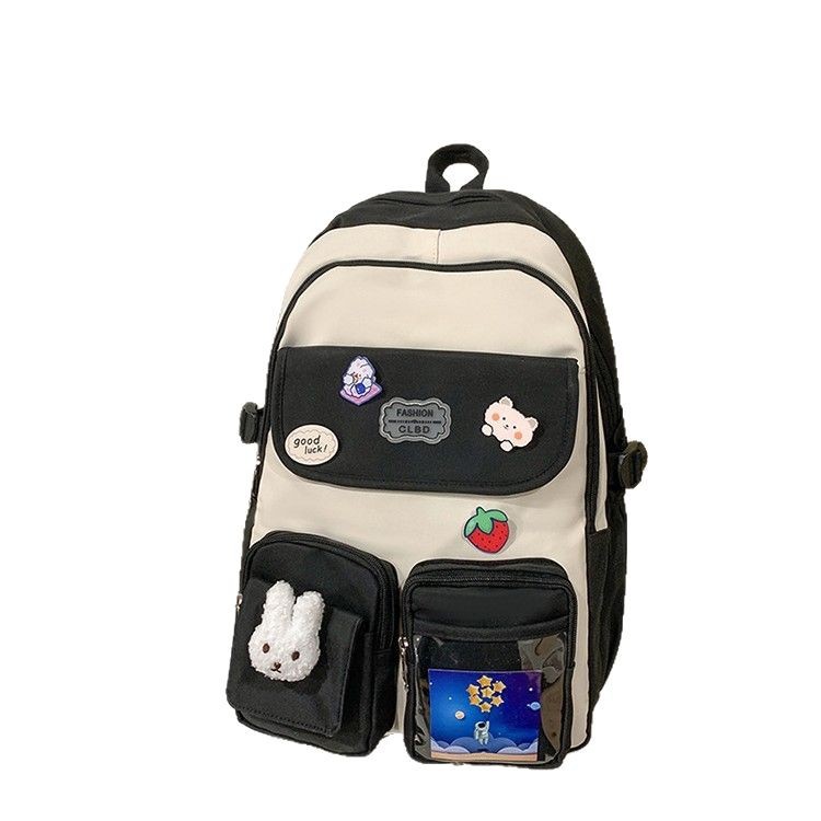 The 2025 new large-capacity spliced fashionable backpack is a versatile Korean-style commuting and after-school bag for girls Item Picture