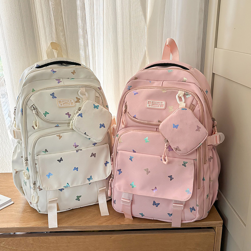 Hot-selling spring casual and lightweight bear printed backpacks for junior high school, senior high school and college students details Picture