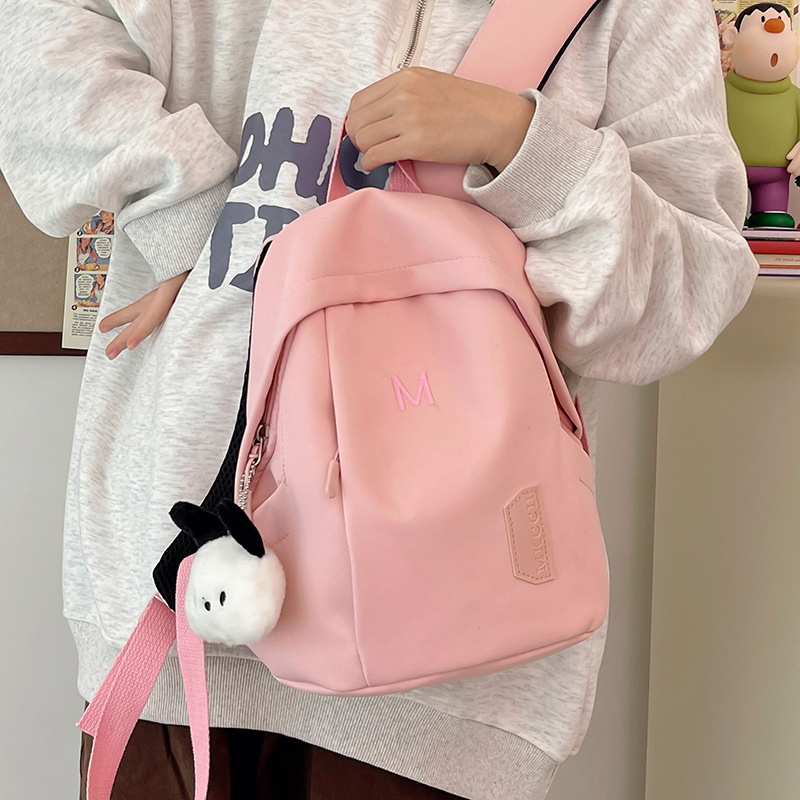 Junior high school student schoolbags for girls, large-capacity, simple and niche backpacks, high-end, dirt-resistant, casual and original backpack trend details Picture