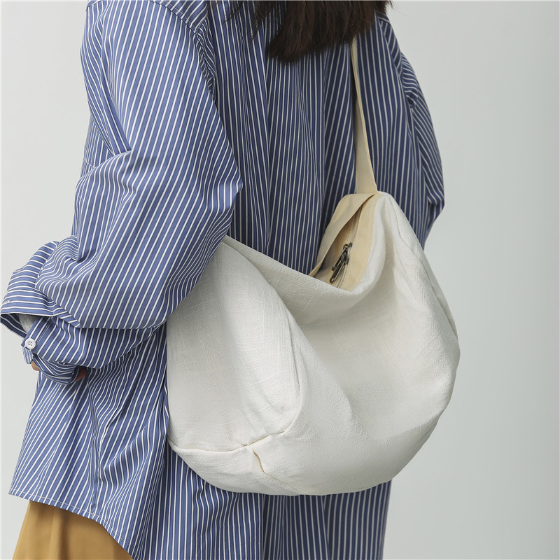 Laid-back casual crossbody bag for women, simple solid color large-capacity single-shoulder bag, Korean style Instagram canvas bag for women Specification drawing