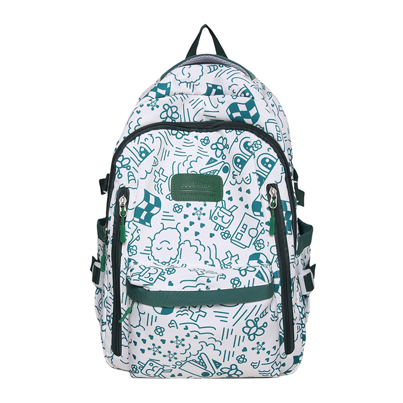 Cross-border schoolbag for junior high school students, large-capacity printed graffiti, niche design backpack, college student travel bag Item Picture