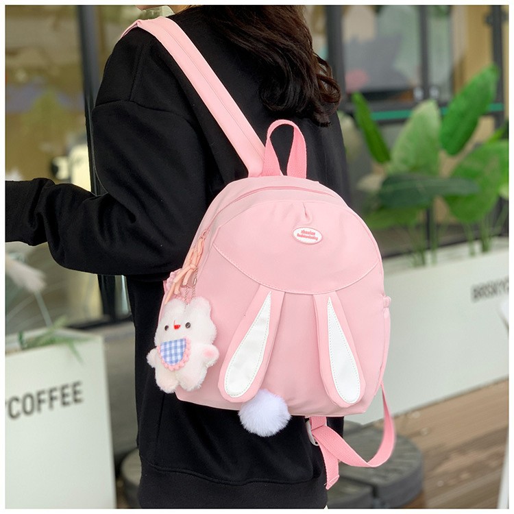 Cute backpacks for middle school students, casual travel, girls, light snacks, small backpacks, rabbit-eared small schoolbags full figure