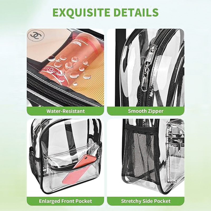 Hot-selling backpack, PVC schoolbag, visible student schoolbag, multi-functional outdoor backpack, waterproof jelly bag with LOGO Specification drawing