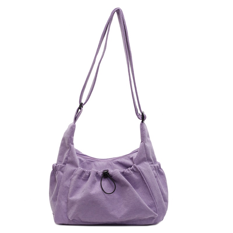 This is a new 2024 autumn retro style casual and versatile Tote large-capacity solid color single-shoulder crossbody corduroy bag for women Item Picture