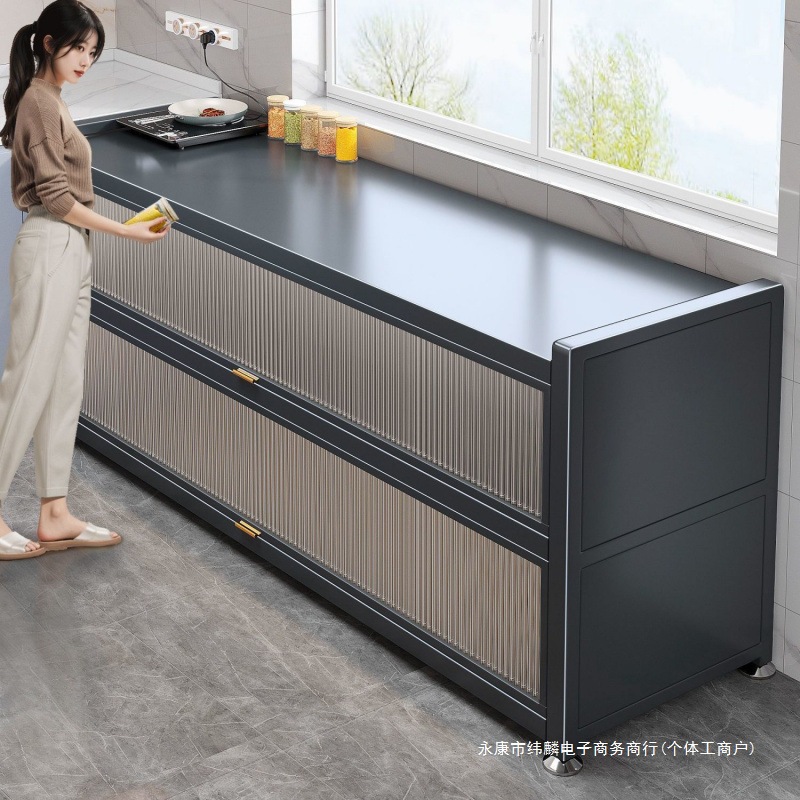 Multi-layer kitchen storage cabinet, sideboard bowl cabinet, practical multi-functional microwave oven storage cabinet, floor-standing shelf details Picture