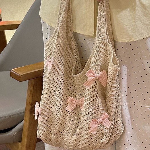 Cross-border European and American single-shoulder bags, women's underarm bags, women's woven tote bags, 2024 new Korean-style versatile knitted bags Specification drawing