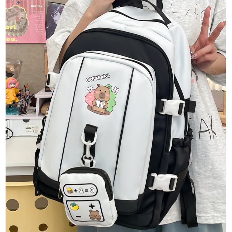 The new Kapipala print pattern lightweight, lightweight and large-capacity high school student backpack has a large capacity full figure
