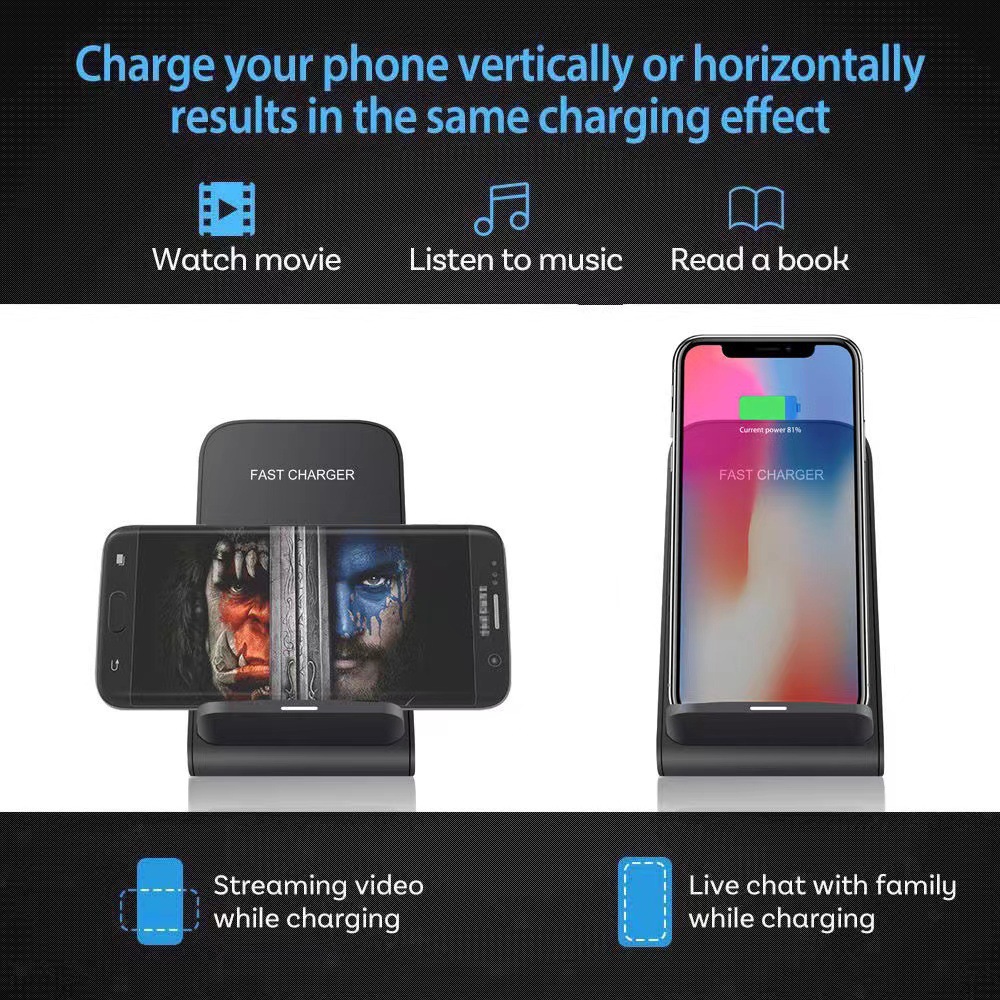 30W vertical wireless charger, 35W wireless fast charging with heat dissipation hole, no overheating, supports color printing laser letters Application Scenario