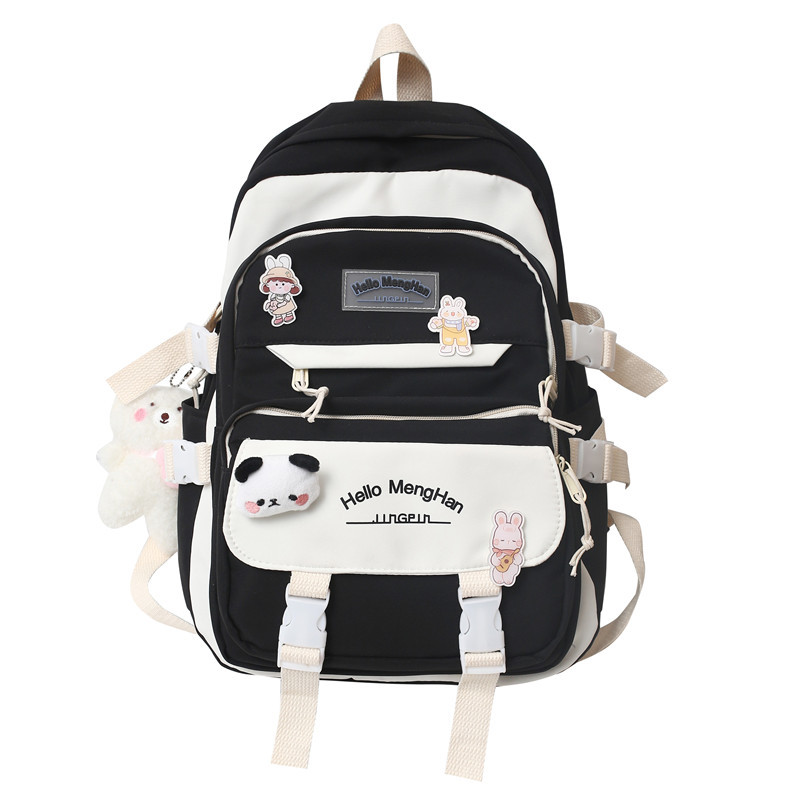 ins Korean version backpack for junior high school and primary school students, forest-themed, versatile, large-capacity backpack, color-blocked schoolbag for girls, high appearance level Item Picture