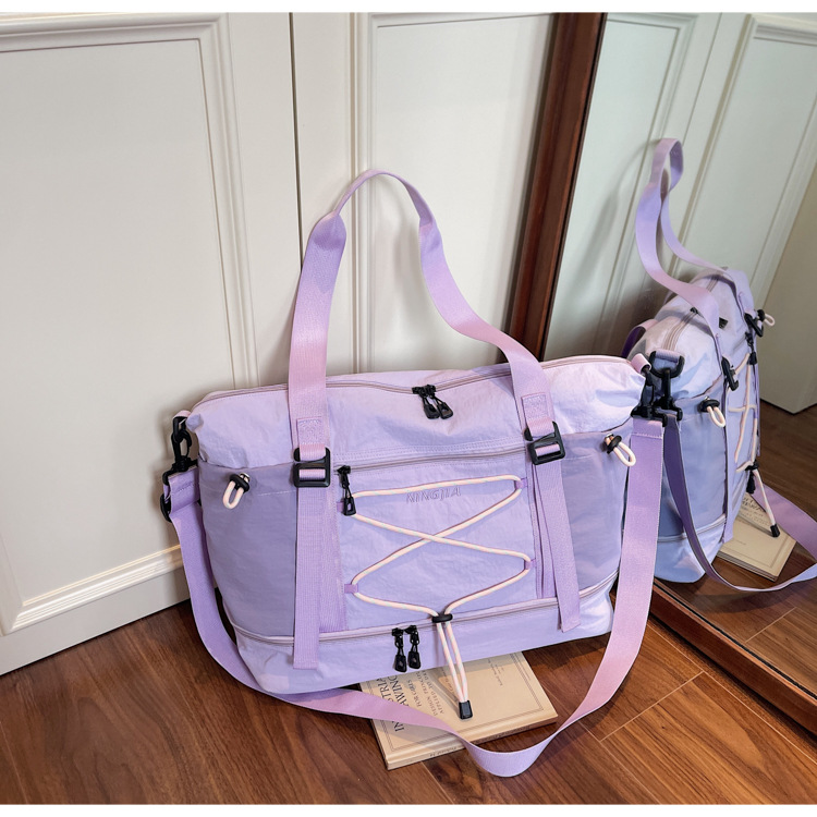 Outdoor lightweight nylon fabric waterproof hand-held shoulder bag, large-capacity crossbody single-shoulder bag, short travel bag full figure