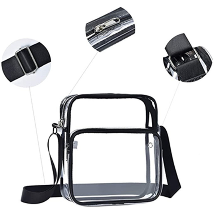 Amazon transparent pvc crossbody bag with adjustable shoulder strap, messenger bag, outdoor sports single-shoulder backpack factory direct sales Specification drawing