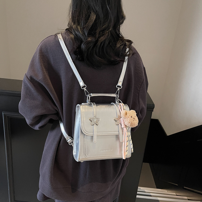 Korean-style fashionable patchwork handbag for women, 2025 new model, large-capacity, simple and multi-functional backpack for commuting to school details Picture